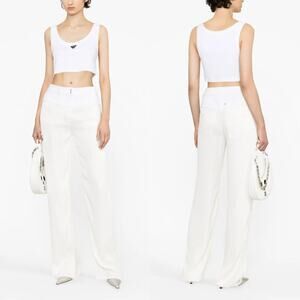Givenchy Double Fabric Patchwork High-Waisted Trousers Ivory‎ White Size 29